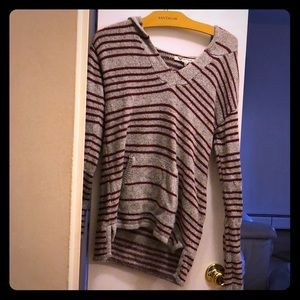 ROXY Grey Striped Sweater-Sweatshirt SM